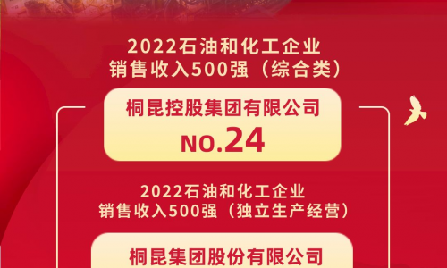 榜單發布丨桐昆位居2022石油和化工企業銷售收入500強第24位！